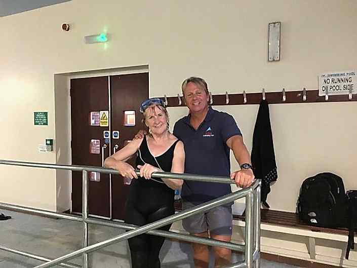 Dave Perry & Jacqueline Chevalier at Whiteley Village pool on the STA Award in Teaching Swimming course